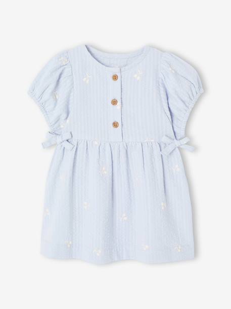Robe bébé fille détails brodés bleu clair 1 - vertbaudet enfant 