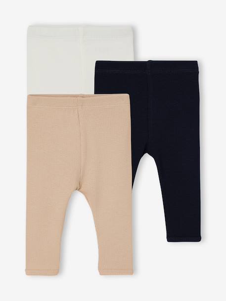 Lot 3 leggings bébé naissance écru 1 - vertbaudet enfant 