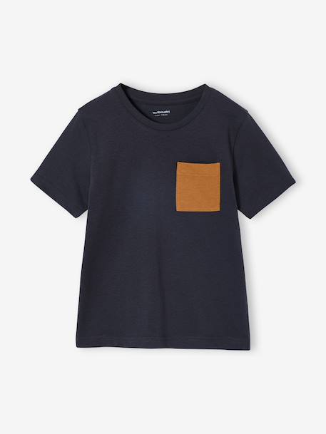 Lot 3 T-shirt manches courtes bleu pétrole+caramel+marine+vert amande 12 - vertbaudet enfant 