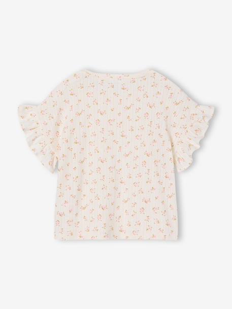 T-shirt fille en maille pointelle écru 2 - vertbaudet enfant 