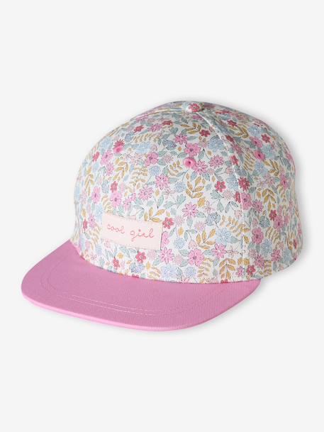 Casquette fleurie fille blanc imprimé+bleu+pivoine 1 - vertbaudet enfant 