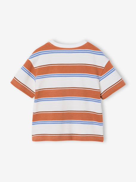 T-shirt garçon rayé orange imprimé 3 - vertbaudet enfant 