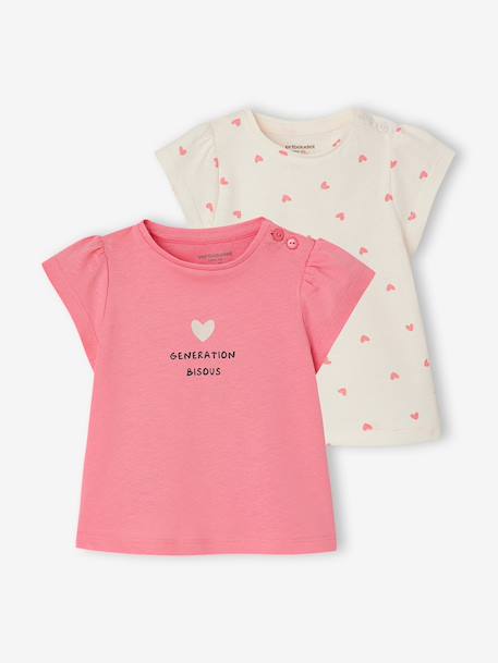 Lot 2 T-shirt bébé fille fantaisie bleu clair+rose 7 - vertbaudet enfant 