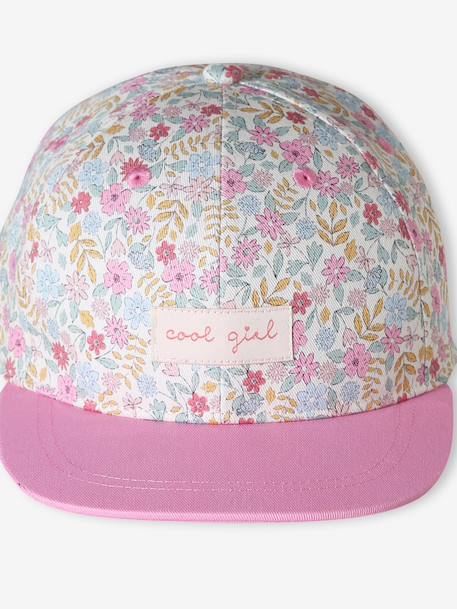 Casquette fleurie fille blanc imprimé+bleu+pivoine 3 - vertbaudet enfant 