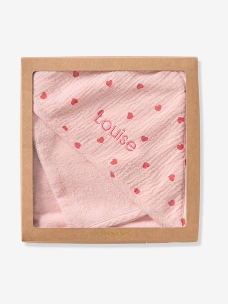 Cape de bain + gant de toilette MON COEUR rose imprimé 5 - vertbaudet enfant 