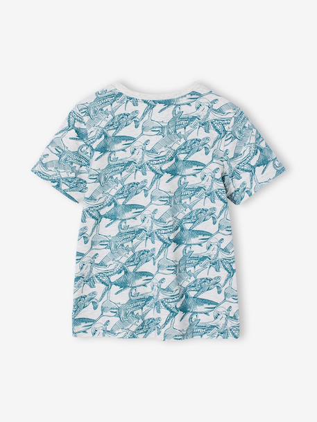 T-shirt garçon imprimé blanc chiné+bleu jean+lichen+menthe 2 - vertbaudet enfant 
