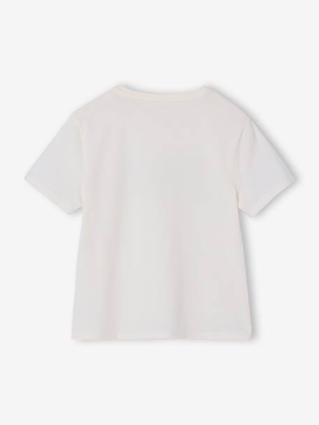 Tee-shirt fille imprimé manches courtes écru+mauve+rose+vert sauge 2 - vertbaudet enfant 