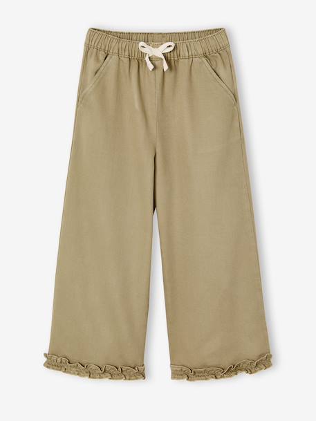 Pantacourt large fille lyocell kaki+lilas 1 - vertbaudet enfant 