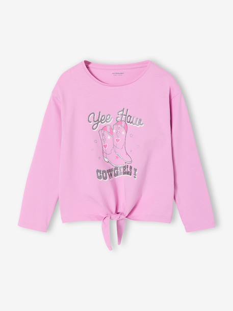 T-shirt fille à nouette mauve 2 - vertbaudet enfant 