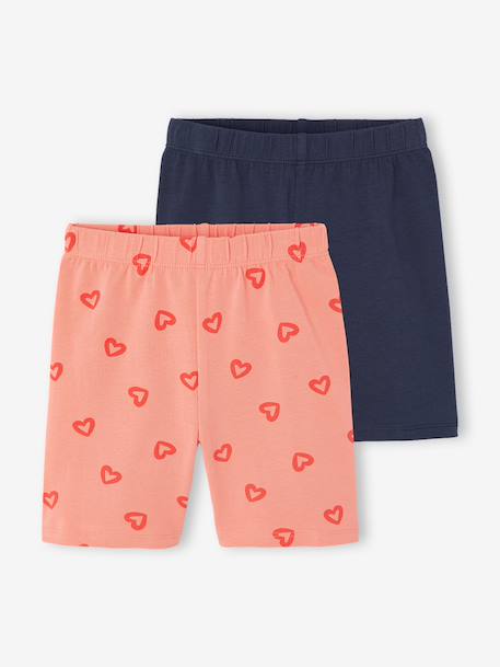 Lot 2 cyclistes fille beige+corail 7 - vertbaudet enfant 