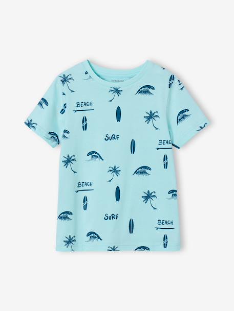 T-shirt garçon imprimé blanc chiné+bleu jean+lichen+menthe 11 - vertbaudet enfant 