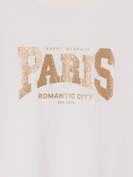 Tee-shirt fille imprimé manches courtes écru+mauve+rose+vert sauge 3 - vertbaudet enfant 
