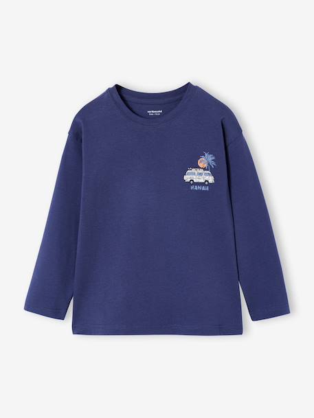 T-shirt manches longues garçon bleu ardoise+écru 3 - vertbaudet enfant 