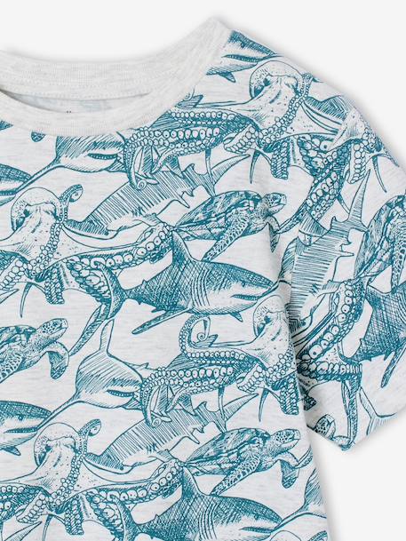 T-shirt garçon imprimé blanc chiné+bleu jean+lichen+menthe 3 - vertbaudet enfant 