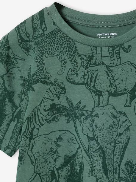 T-shirt garçon imprimé blanc chiné+bleu jean+lichen+menthe 9 - vertbaudet enfant 