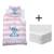 Parure de lit imprimée + drap housse 100% coton, stitch stripe Blanc, rose 1 - vertbaudet enfant 