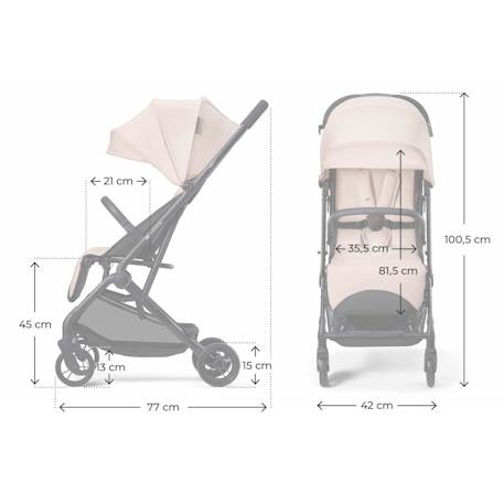 Poussette Compacte Kinderkraft INDY 3 avec Pliage à Une Main CLICK & FOLD, Position Allongée et Roues TPR Durables Beige+Gris+Noir 6 - vertbaudet enfant 