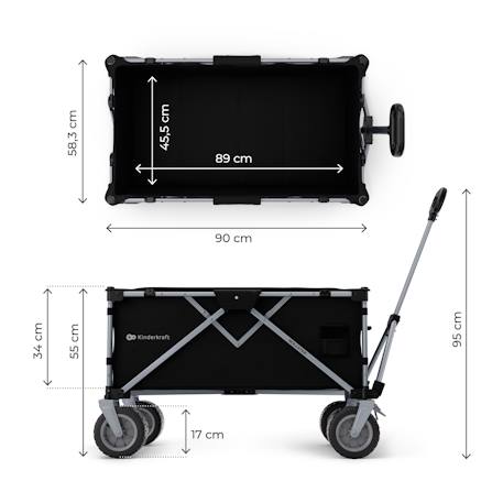 Brouette pliable 130 l tige telescopique roues 360 Noir+Noir / gris / anthracite 6 - vertbaudet enfant 