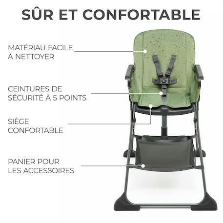 Kinderkraft highchair foldee - chaise de salle à manger pliable Beige+Green+Gris+Vert 11 - vertbaudet enfant 