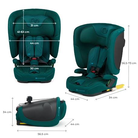 Siège Auto Kinderkraft FIX2GO i-Size avec ISOFIX, SAFERIDE SENSOR, Inclinaison 5 Positions et AIR FLOW Bleu marine+Gris+Noir+Vert 24 - vertbaudet enfant 