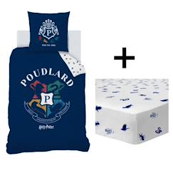 Linge de maison et décoration-Linge de lit enfant-Parure de lit imprimée + drap housse 100% coton, harry potter blason
