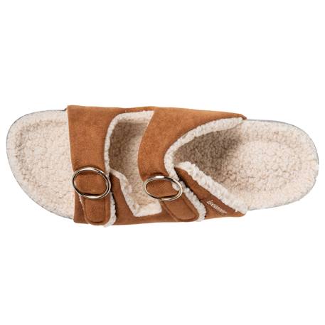 Chaussons mules ouvertes ultra-confortables patch talon, en cuir Camel 2 - vertbaudet enfant 