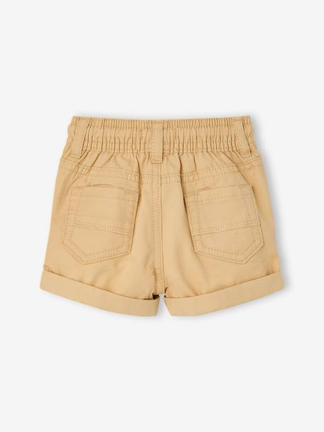 Short bébé garçon en toile taille élastiquée cappuccino+terracotta 2 - vertbaudet enfant 