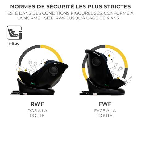 Siege auto rotatif i size I-GROW - 0 à 36 kg évolutif, dès la naissance jusqu'à 12 ans Gris+Noir+Vert 11 - vertbaudet enfant 