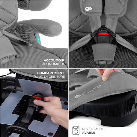 Siège Auto Kinderkraft FIX2GO i-Size avec ISOFIX, SAFERIDE SENSOR, Inclinaison 5 Positions et AIR FLOW Bleu marine+Gris+Noir+Vert 11 - vertbaudet enfant 