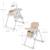 Chaise Haute Bébé TUMMIE 2 en 1 avec Fonction Transat, Réglage 7 Hauteurs, Double Plateau et Pliage Compact Beige+Gris+Vert 6 - vertbaudet enfant 
