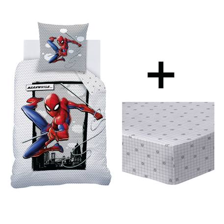 Parure de lit imprimée + drap housse 100% coton, spiderman hero Bleu 1 - vertbaudet enfant 