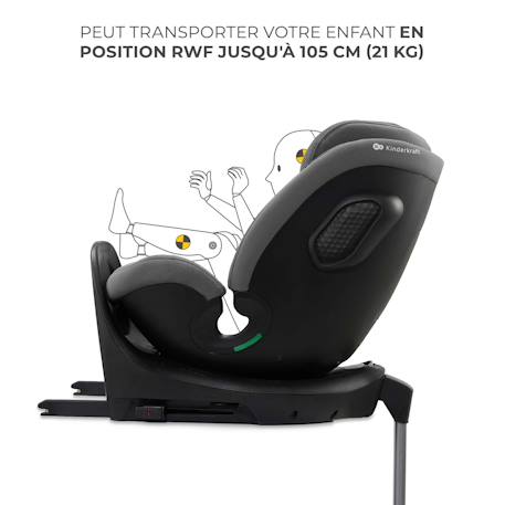 Siège Auto Kinderkraft XRIDER 2 i-Size avec Rotation 360°, ISOFIX, SPS+, H-GUARD+, EASY GROW et Jambe de Force Gris+Noir+Vert 5 - vertbaudet enfant 