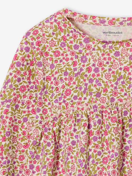 T-shirt blouse fille imprimé manches longues écru+Léopard+rose poudré+vert de gris 3 - vertbaudet enfant 