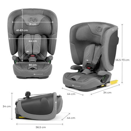 Siège Auto Kinderkraft FIX2GO i-Size avec ISOFIX, SAFERIDE SENSOR, Inclinaison 5 Positions et AIR FLOW Bleu marine+Gris+Noir+Vert 12 - vertbaudet enfant 