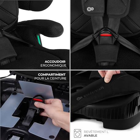 Siège Auto Kinderkraft FIX2GO i-Size avec ISOFIX, SAFERIDE SENSOR, Inclinaison 5 Positions et AIR FLOW Bleu marine+Gris+Noir+Vert 17 - vertbaudet enfant 