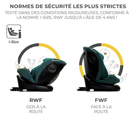 Siege auto rotatif i size I-GROW - 0 à 36 kg évolutif, dès la naissance jusqu'à 12 ans Gris+Noir+Vert 17 - vertbaudet enfant 