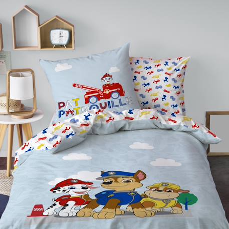 Parure de lit imprimée + drap housse 100% coton, pat patrouille patboy Bleu 5 - vertbaudet enfant 