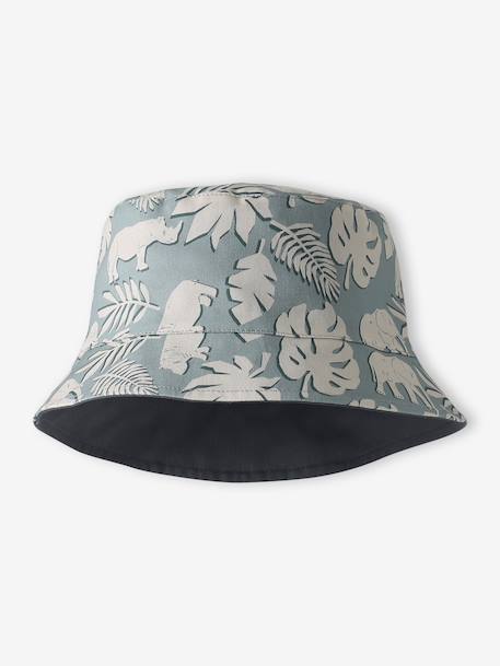 Bob garçon coton réversible à motifs bleu grisé 1 - vertbaudet enfant 