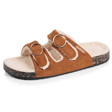 Chaussons mules ouvertes ultra-confortables patch talon, en cuir Camel 1 - vertbaudet enfant 