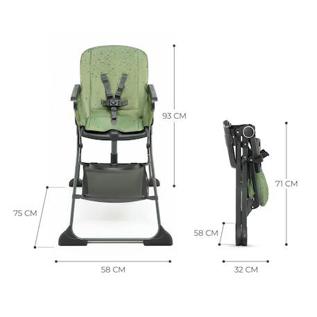 Kinderkraft highchair foldee - chaise de salle à manger pliable Beige+Green+Gris+Vert 12 - vertbaudet enfant 