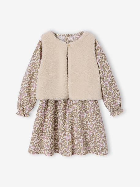Ensemble fille robe et gilet sherpa écru 4 - vertbaudet enfant 