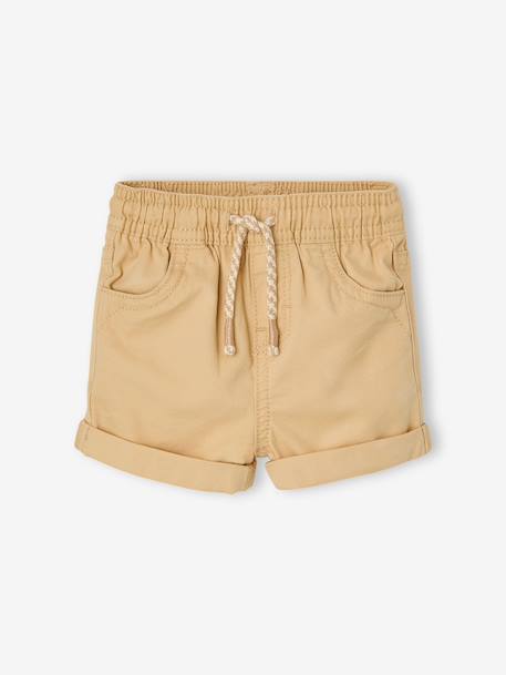 Short bébé garçon en toile taille élastiquée cappuccino+terracotta 1 - vertbaudet enfant 