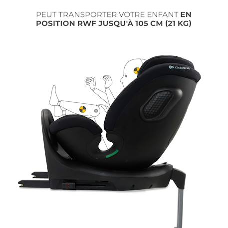 Siège Auto Kinderkraft XRIDER 2 i-Size avec Rotation 360°, ISOFIX, SPS+, H-GUARD+, EASY GROW et Jambe de Force Gris+Noir+Vert 11 - vertbaudet enfant 