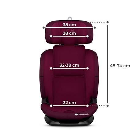 Siège Auto Kinderkraft ONETO3 I-SIZE avec ISOFIX, TOP TETHER, H-GUARD, SPS, EASY GROW et Inclinaison 5 Positions Bordeaux+Gris+Noir+Vert 6 - vertbaudet enfant 