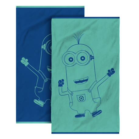 Serviette de bain jacquard 100% coton, les minions fiesta Bleu vert 1 - vertbaudet enfant 
