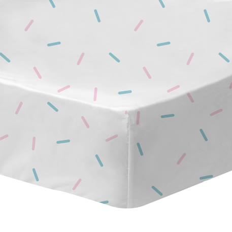 Parure de lit imprimée + drap housse 100% coton, stitch stripe Blanc, rose 3 - vertbaudet enfant 