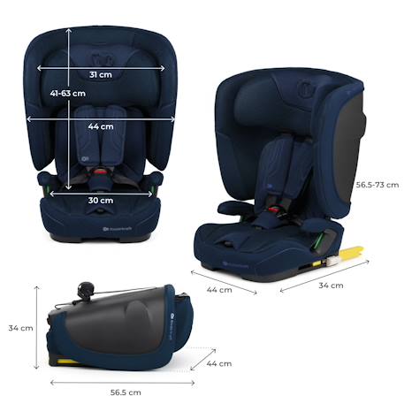Siège Auto Kinderkraft FIX2GO i-Size avec ISOFIX, SAFERIDE SENSOR, Inclinaison 5 Positions et AIR FLOW Bleu marine+Gris+Noir+Vert 6 - vertbaudet enfant 