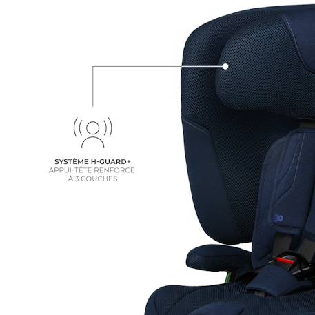Siège Auto Kinderkraft FIX2GO i-Size avec ISOFIX, SAFERIDE SENSOR, Inclinaison 5 Positions et AIR FLOW Bleu marine+Gris+Noir+Vert 3 - vertbaudet enfant 