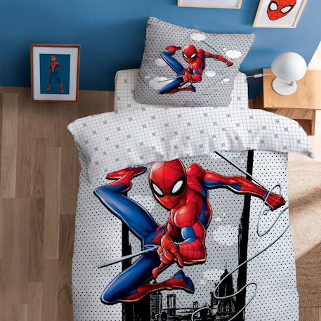 Parure de lit imprimée + drap housse 100% coton, spiderman hero Bleu 5 - vertbaudet enfant 