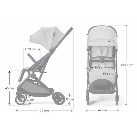 Poussette Compacte Kinderkraft INDY 3 avec Pliage à Une Main CLICK & FOLD, Position Allongée et Roues TPR Durables Beige+Gris+Noir 12 - vertbaudet enfant 